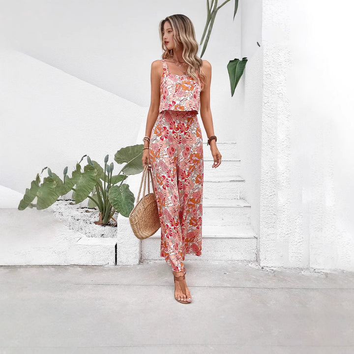 Damer Floral-langærmet-overall med flæser Stilla