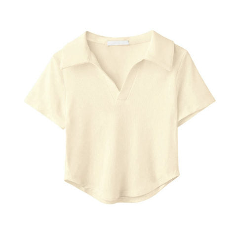 Dame polo-shirt med korte ærmer i den elegante V-udskæring Stilla