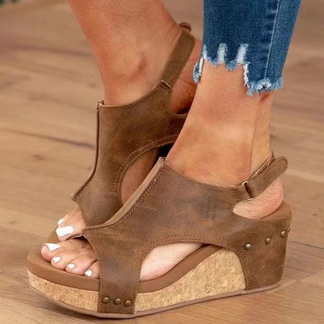 Dame Wedge-sandaler med funklende glimmer og korksål Stilla
