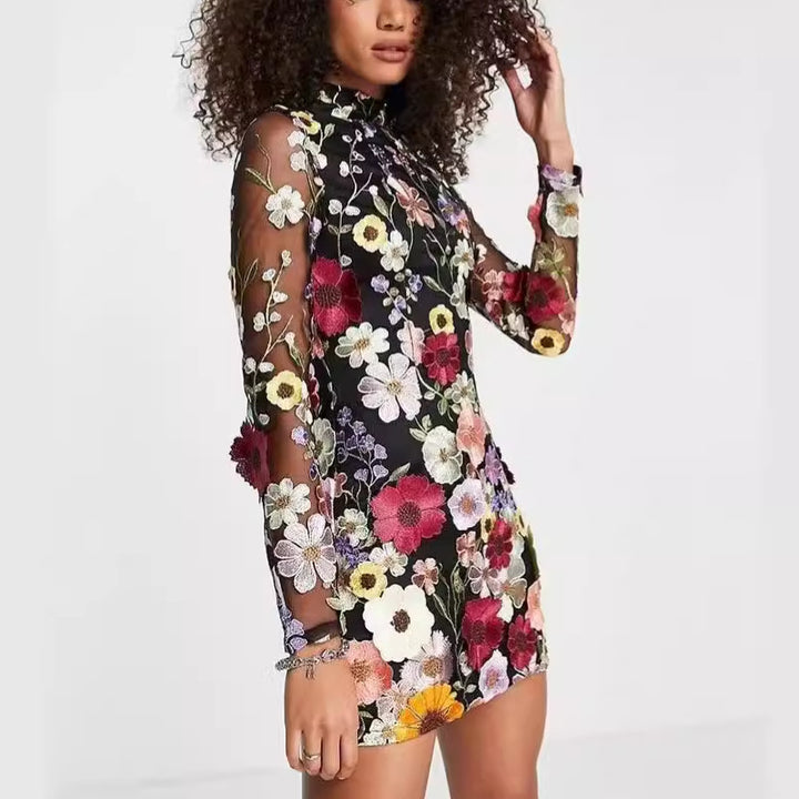 Damer Broderet Blomsterkjole Skovae