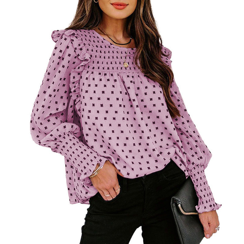 Stilla | Polka Dot Rund Hals Lange Ærmer Top