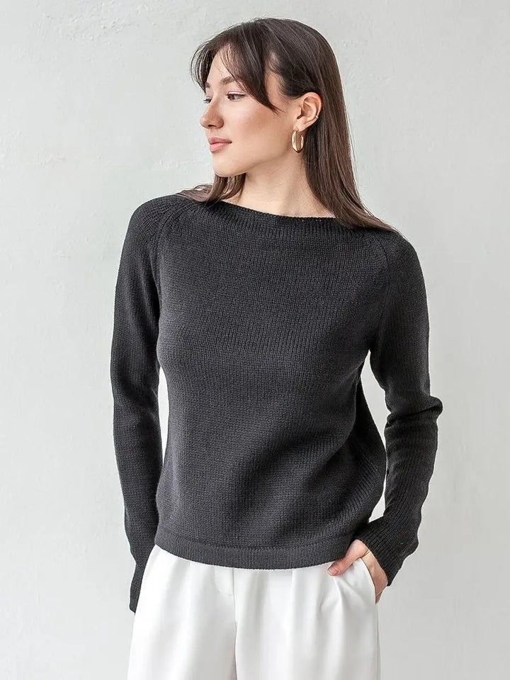 Dame fin strikpullover med struktureret ribdesign og høj krave Stilla