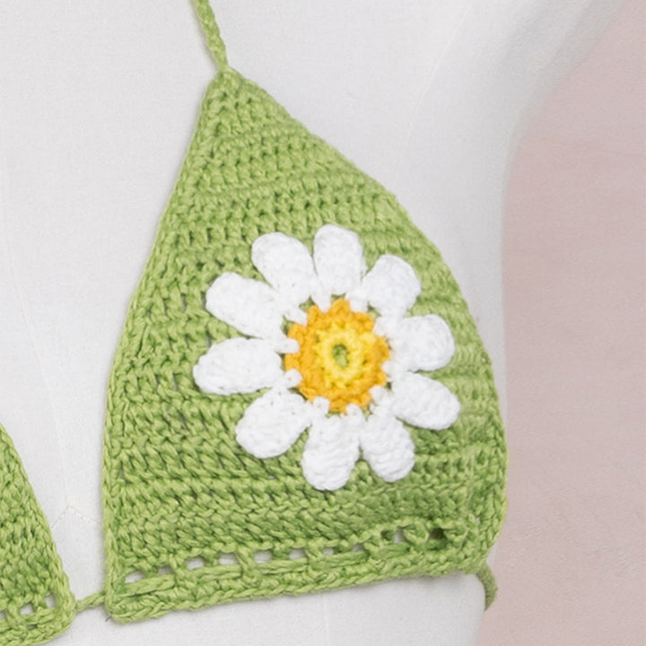 Dame hækle bikini top med blomsterdesign Skovae