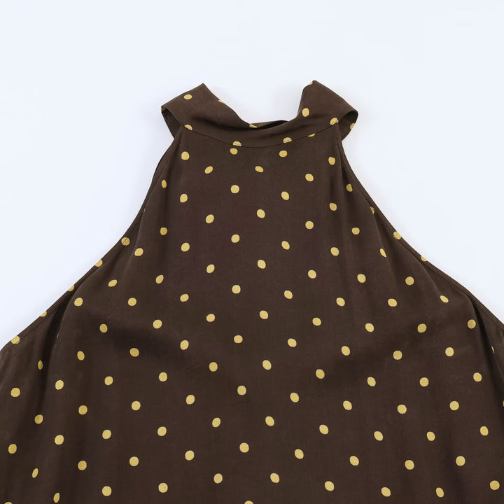 Dame maxikjole med elegant flæse og moderne punkdesign Skovae