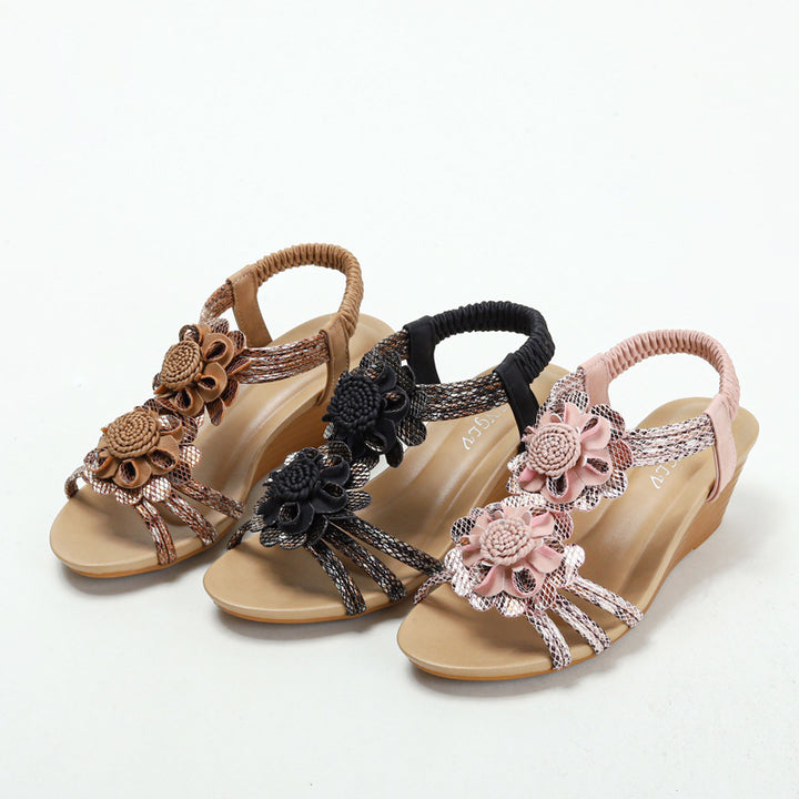 Dame kile sandaler med florale accenter og elastisk remdesign Stilla