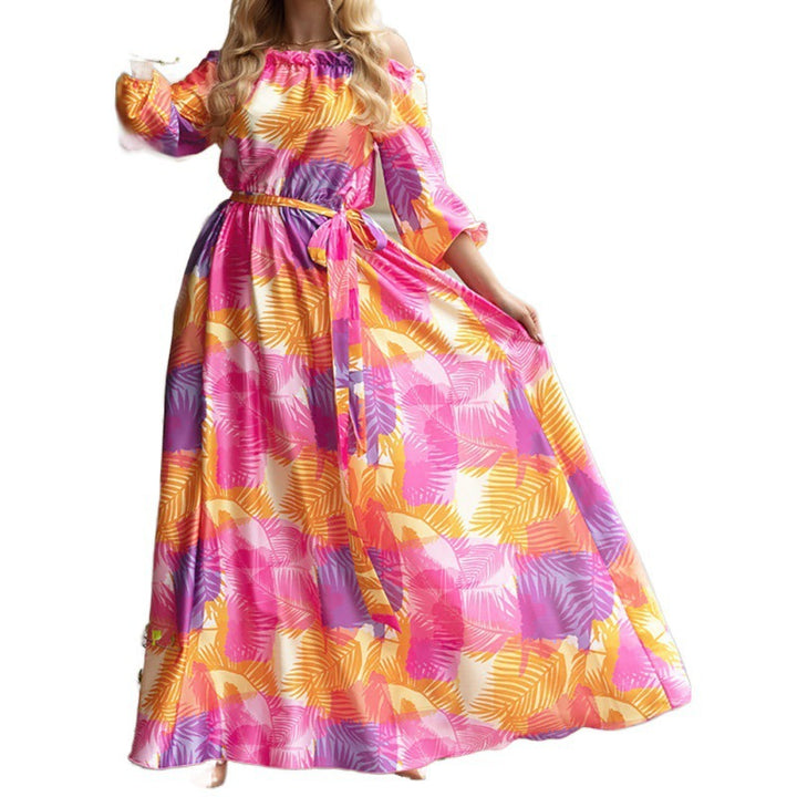Dame Floral Print Off-Shoulder Maxikjole Stilla