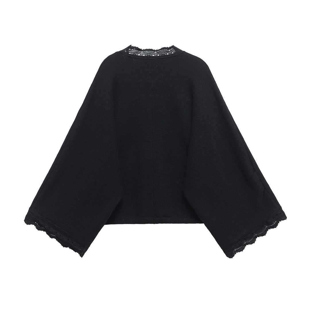 Dame Elegant Knap Cardigan med Spidskant Stilla