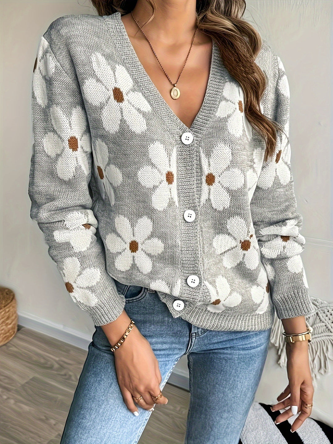 Dame Strik Floral Print Cardigan Stilla