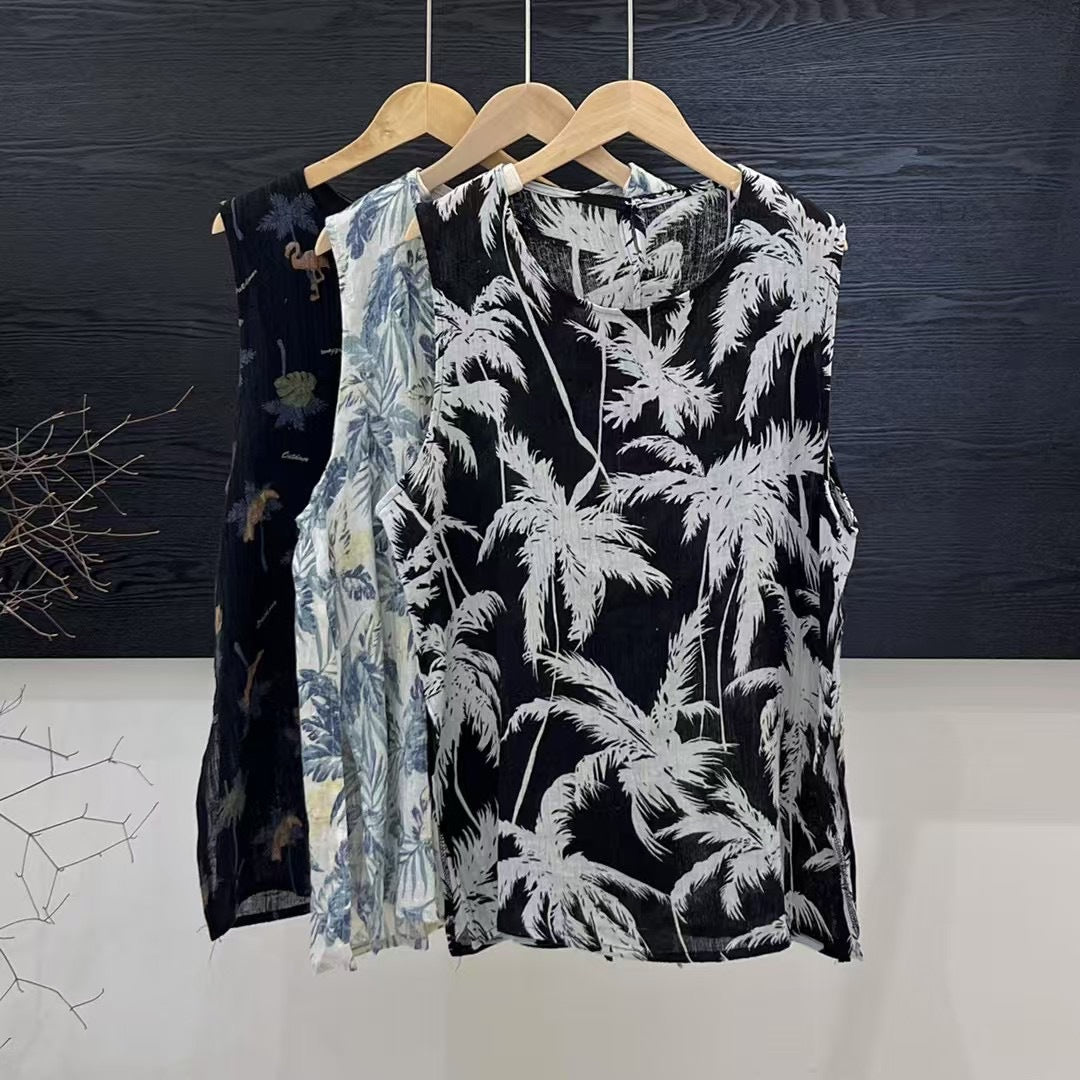 Femme Tropisktryk ærmeløs bluse Stilla