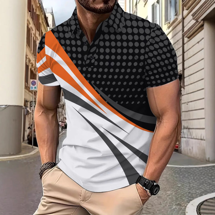 Herren poloshirt med dynamisk grafikdesign og høj kvalitets funktionsmateriale Stilla