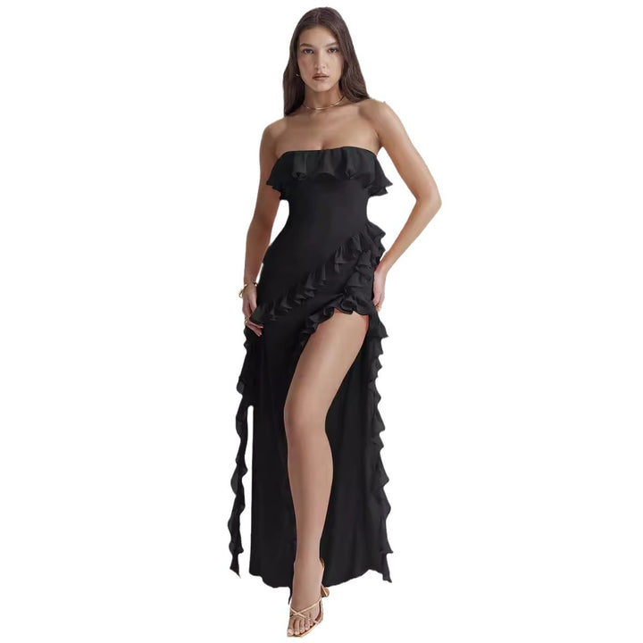 Kvinders Off-Shoulder Maxi Kjole med Volanger og Slids Stilla