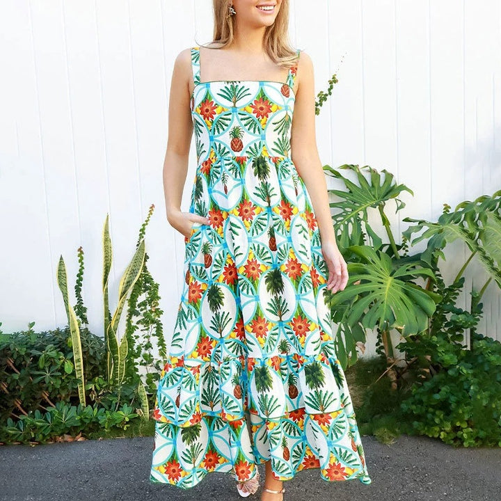 Dame Maxikjole med blomsterprint Stilla
