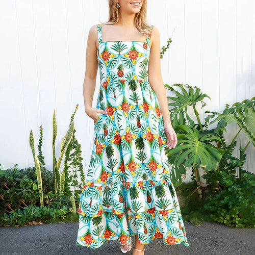 Dame Maxikjole med blomsterprint Stilla