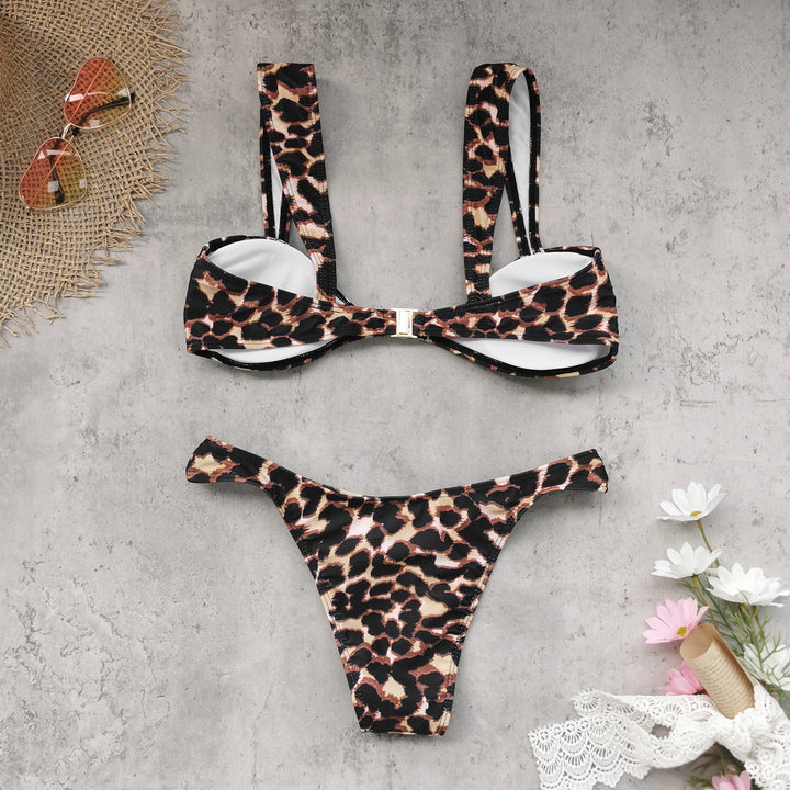 Dame bikini sæt med moderne leopardmønster og justerbare stropper Stilla