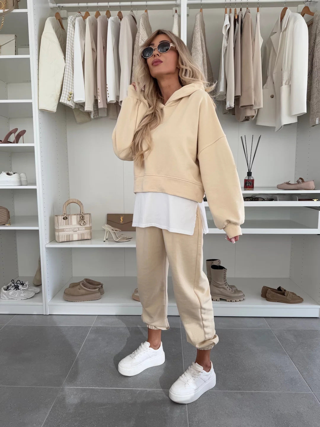 Dame afslappet sweater-sæt med oversized hoodie og behagelige joggingbukser Stilla