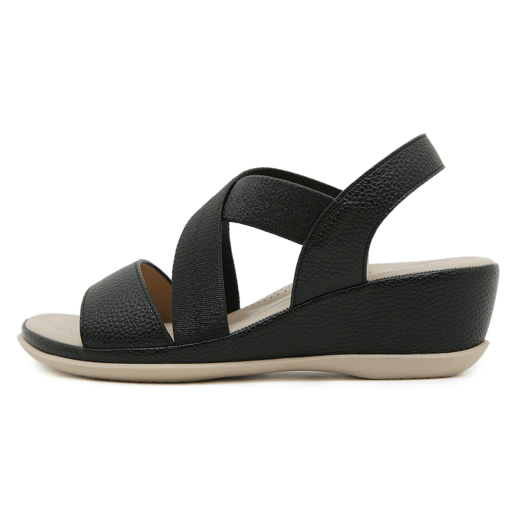 Dame Wedge-sandaler med elastiske kryds-remme og stødabsorberende fodseng Stilla