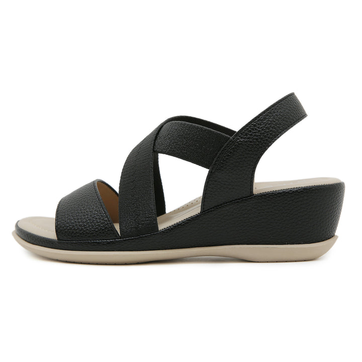 Dame Wedge-sandaler med elastiske kryds-remme og stødabsorberende fodseng Stilla