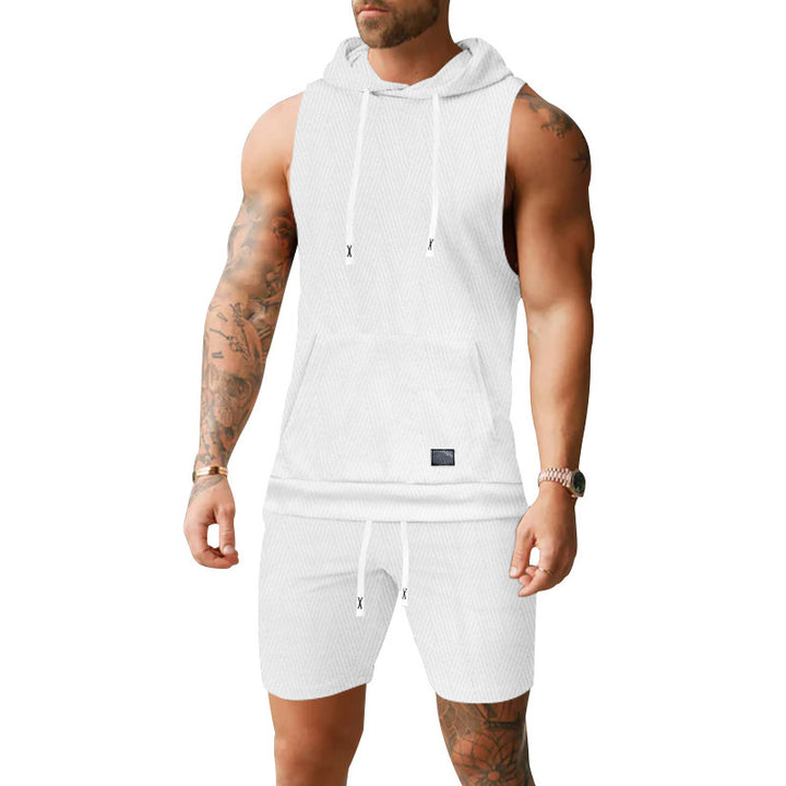 Herrer Sporty Hoodie Shirt og Shorts Sæt med innovativt Design Stilla