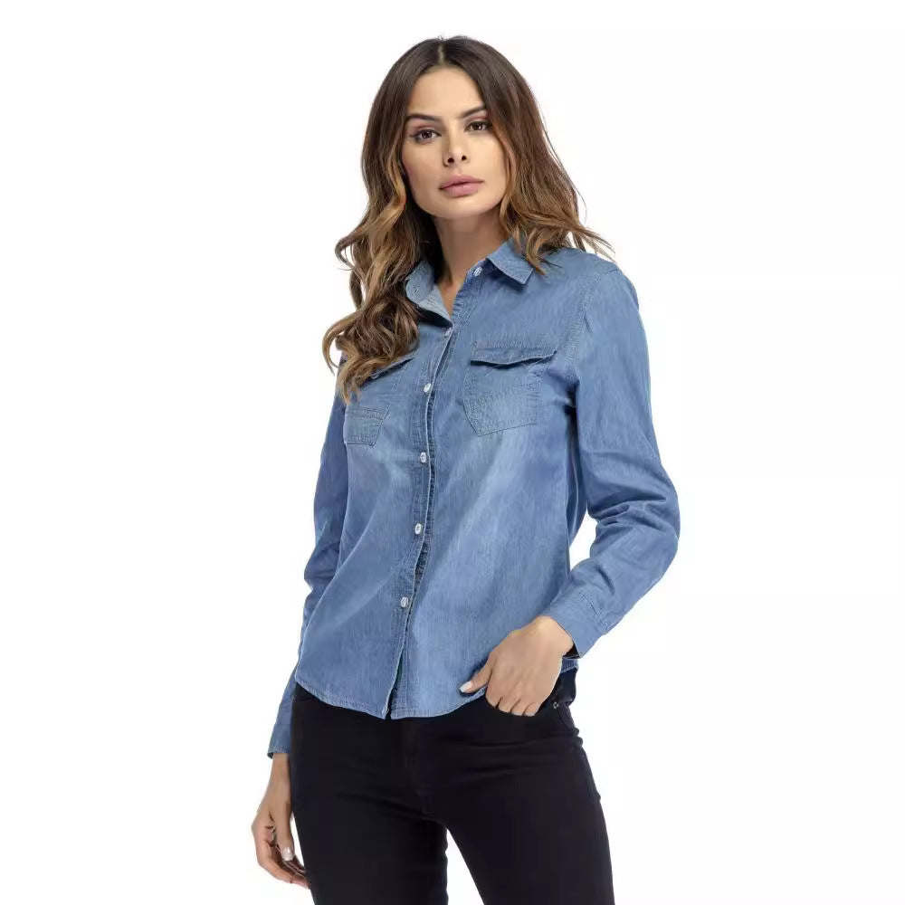 Dame Classic Denim Knap-til-Shirt Stilla