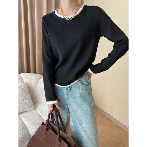 Kvinders fashionable sweater med fine kontrastdetaljer Stilla
