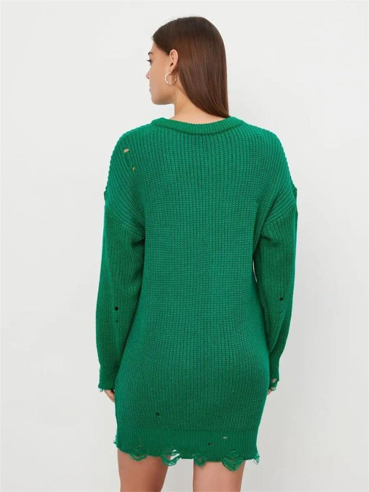 Dame Oversized Strikbluse med unikt hulmønster og ribstruktur Stilla