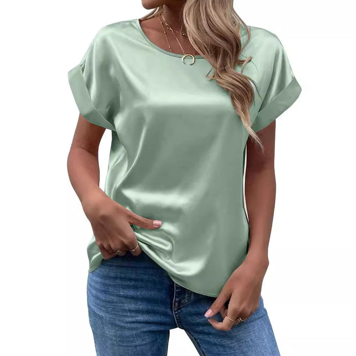 Dame elegant satin-overdel med afslappet snit Stilla