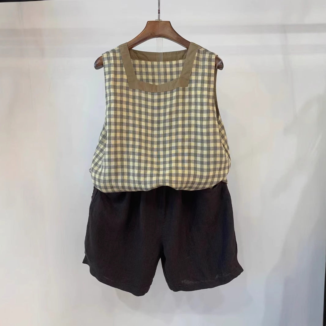 Femme Stilfulde Gingham Ærmeløst Top Stilla