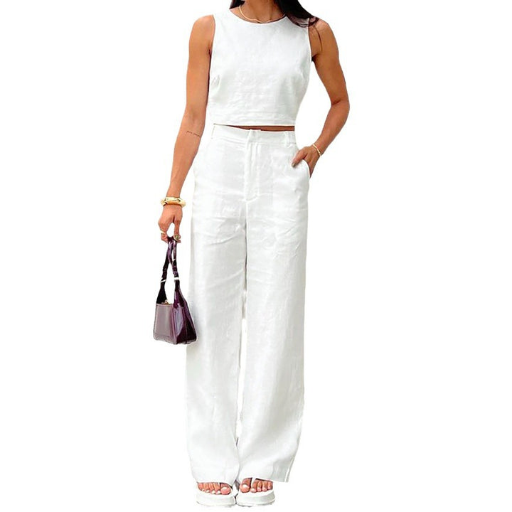 Dame sæt bestående af cropped top og vidt skåret bukser Stilla