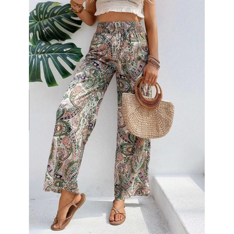 Dame Relaxed Fit Bohemian Tryk Bukser Stilla