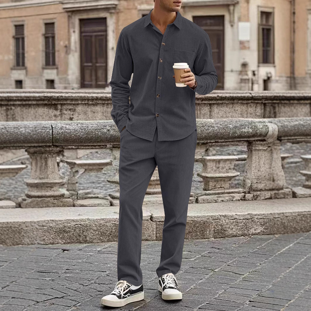 Herrer moderigtigt by-outfit med fin struktur Stilla