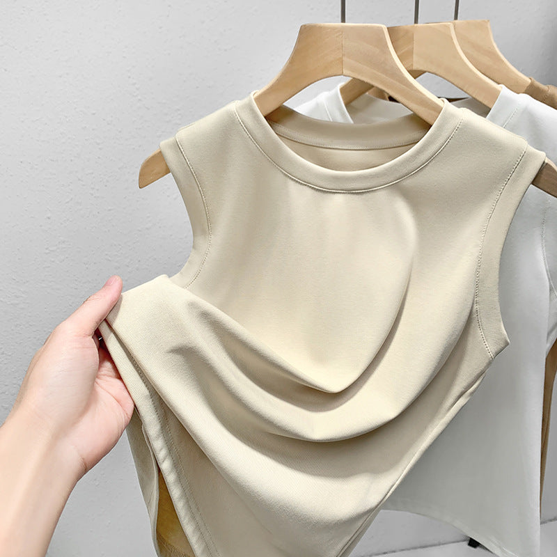Dame ærmeløs top med elegant draperingsdesign Stilla
