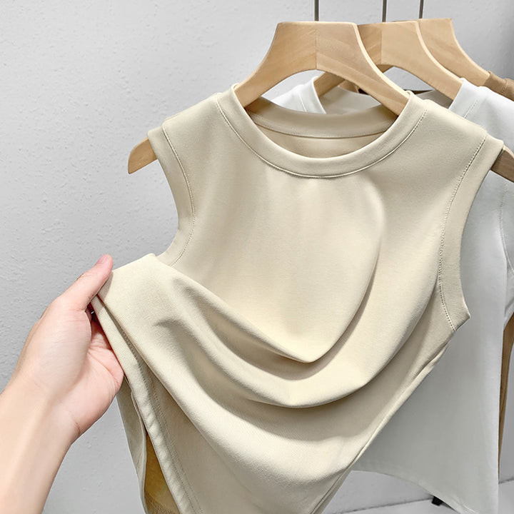 Dame ærmeløs top med elegant draperingsdesign Stilla