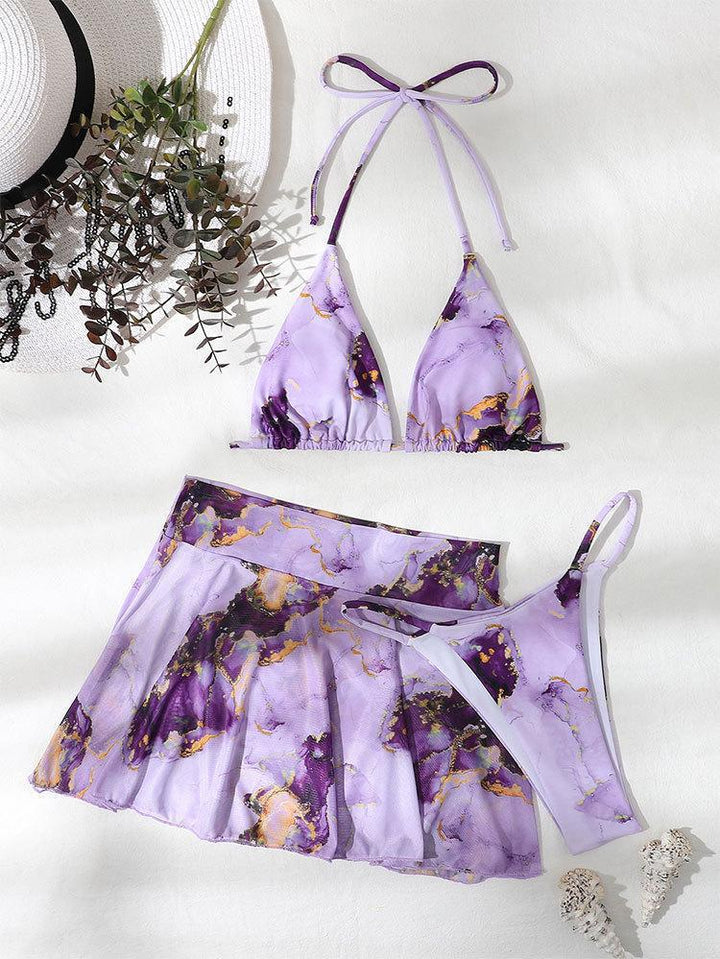 Dame Bikini-sæt med elegant indpakning og blomstret design Skovae