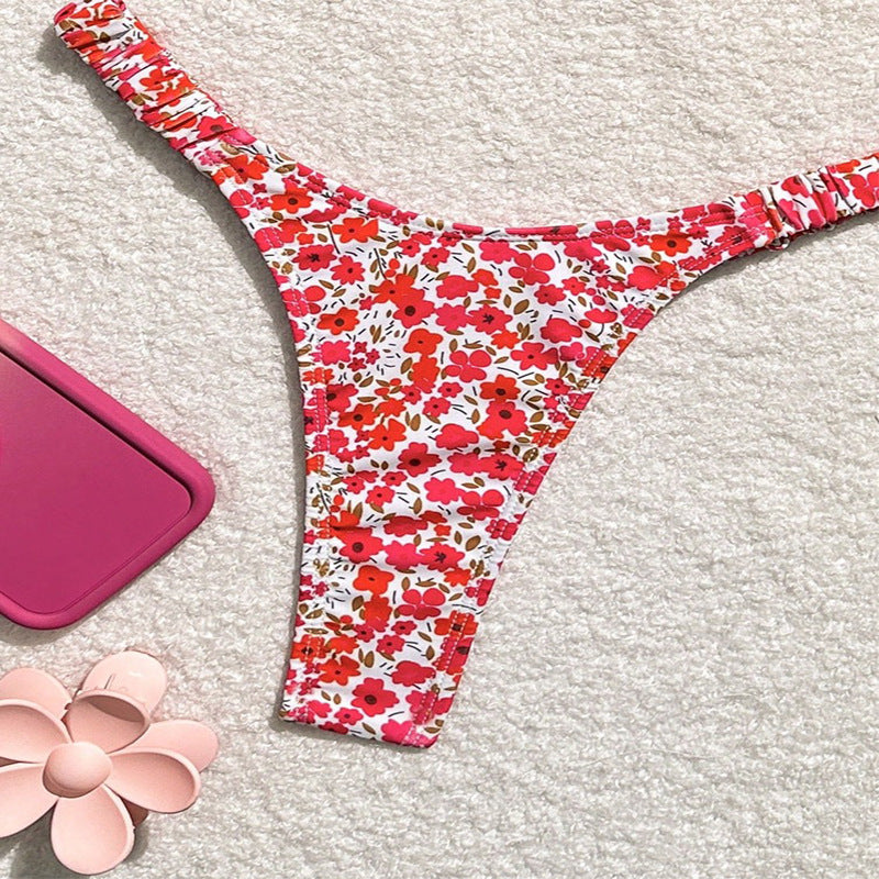 Dame Triangel-Bikini med legende blomsterdesign Skovae