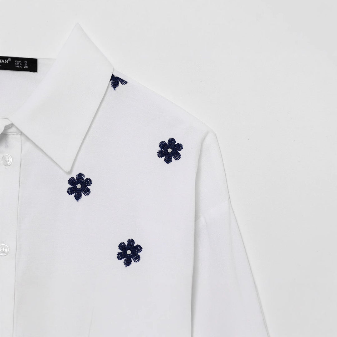 Femme Forkortet Besticket Button-Up Bluse Stilla
