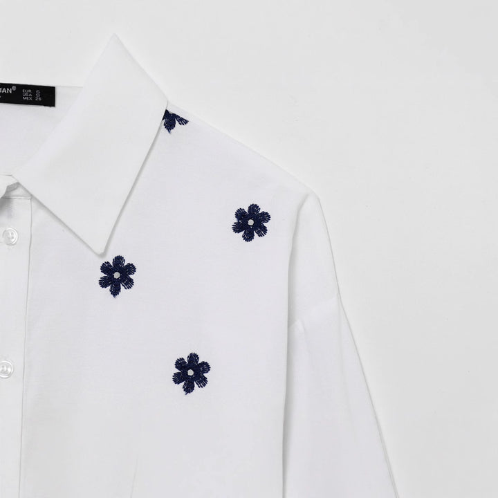Femme Forkortet Besticket Button-Up Bluse Stilla