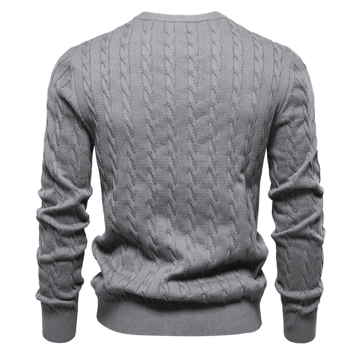Herrer strikpullover med trendy fletstrik-optik og rund halsudskæring Stilla