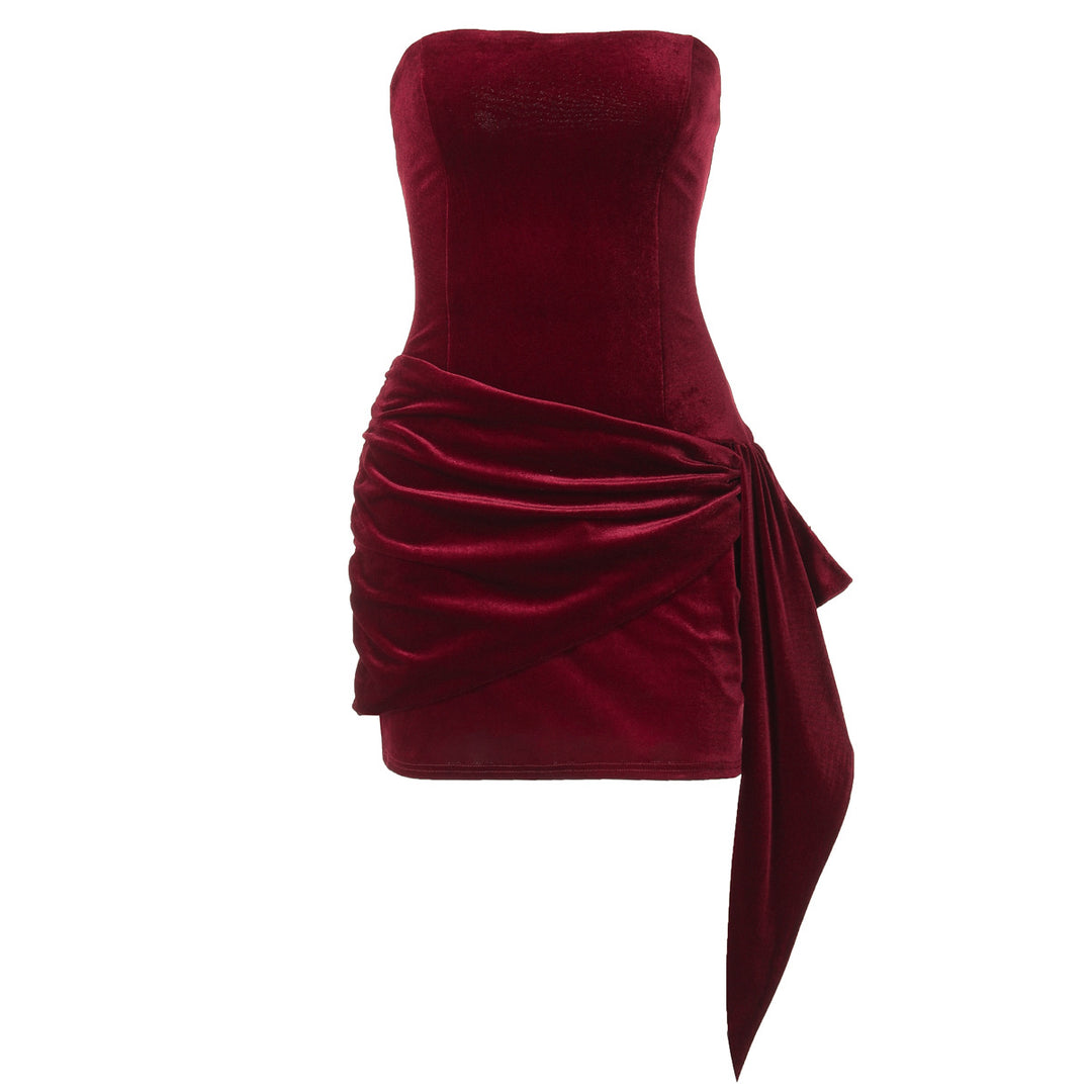Dame Elegant Cocktailkjole med asymmetrisk Volangdesign Skovae