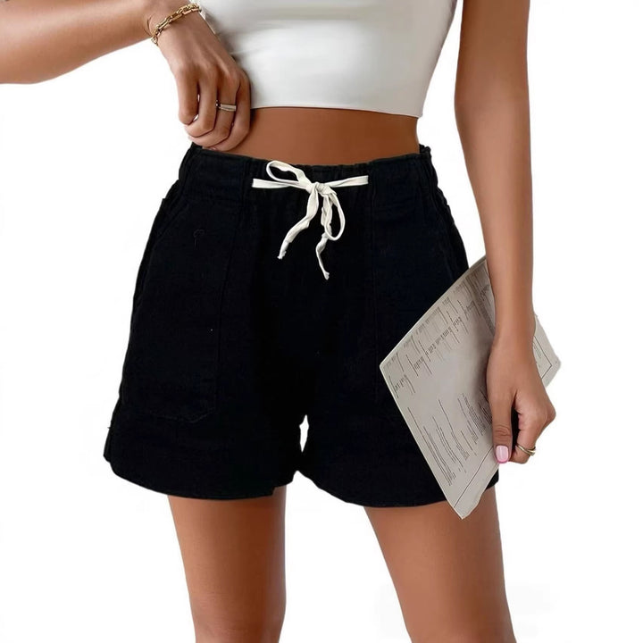 Dame Løse Denim-Shorts med elastisk Talje Skovae