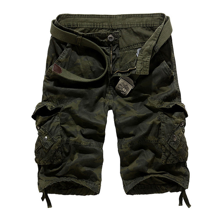 Herrer Camo Cargo-shorts med flere lommer og justerbar talje Stilla