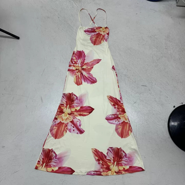 Dame maxikjole med blomsterprint og justerbare stropper Skovae
