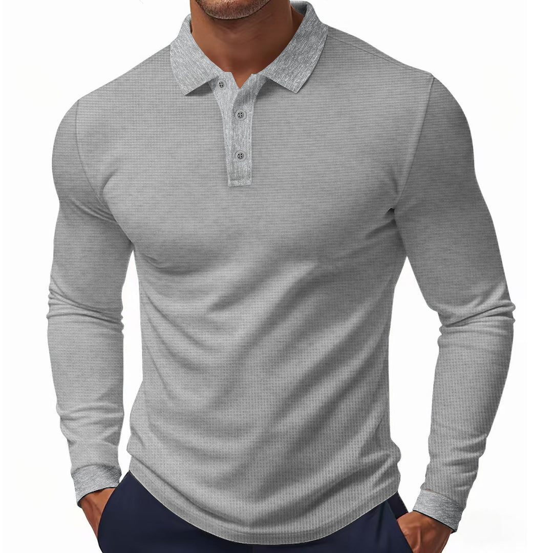 Herre langærmet poloshirt med struktureret design og moderne pasform Stilla