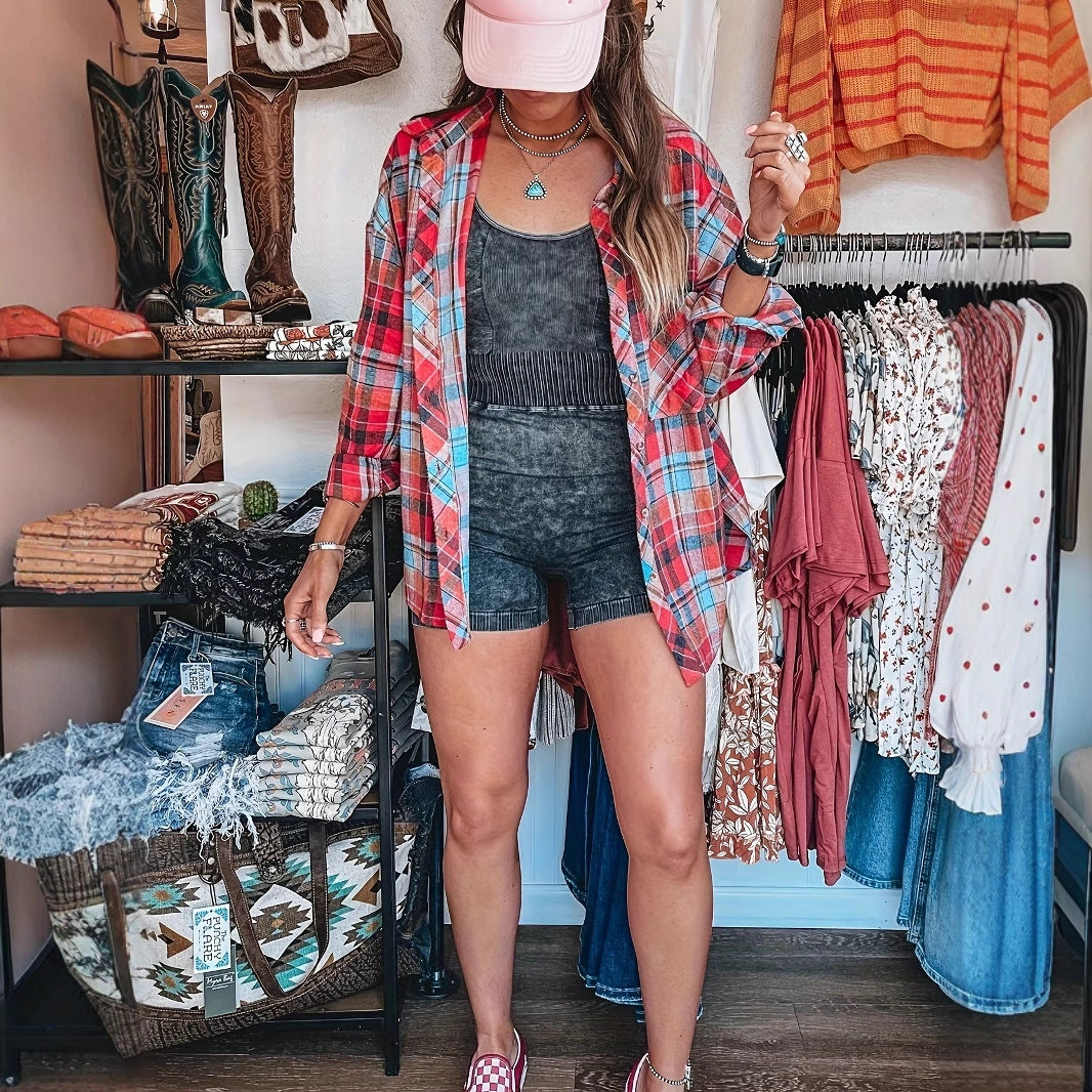 Damer store størrelser flannel skjorte Stilla