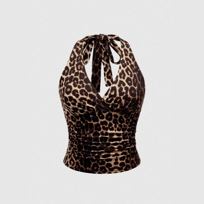 Dame Cut-Out Top med Leo-mønster Skovae