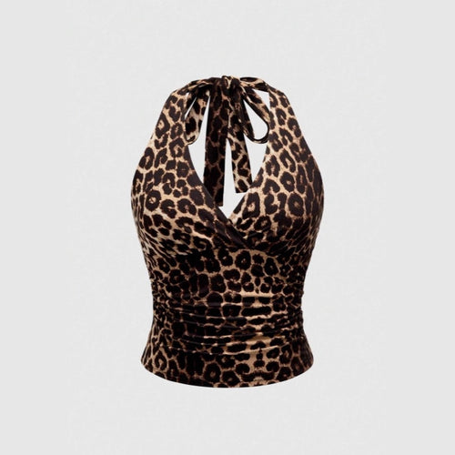 Dame Cut-Out Top med Leo-mønster Skovae
