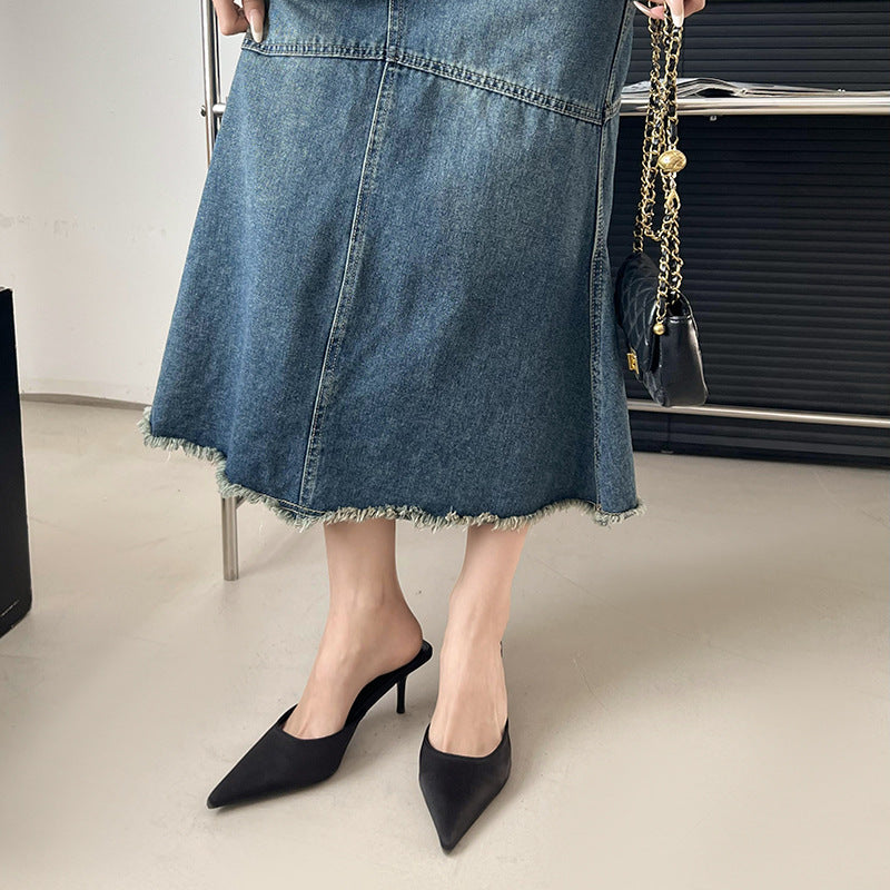Dame Slingback-hæle med spids tåområde og elegante udskæringer Stilla