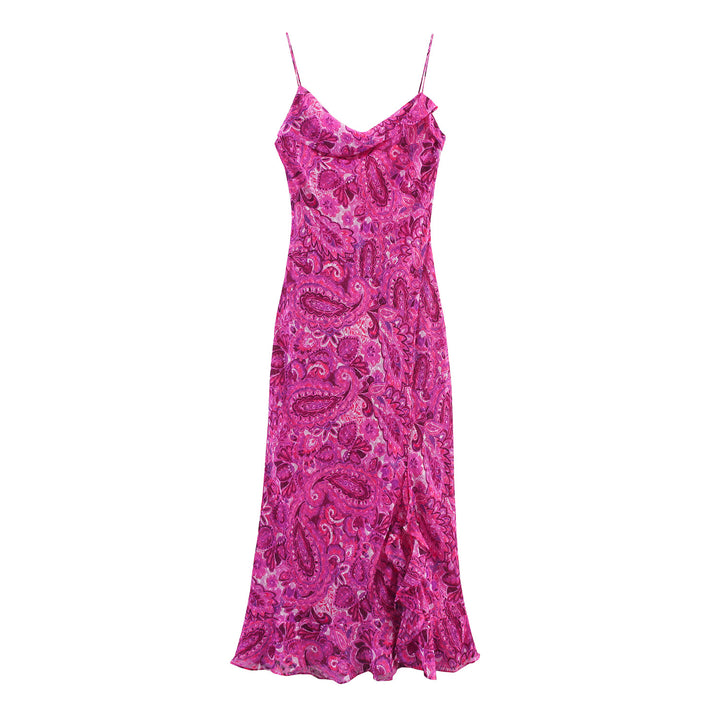 Femme Paisley-print Maxi-kjole med justerbare spaghetti-stropper Stilla