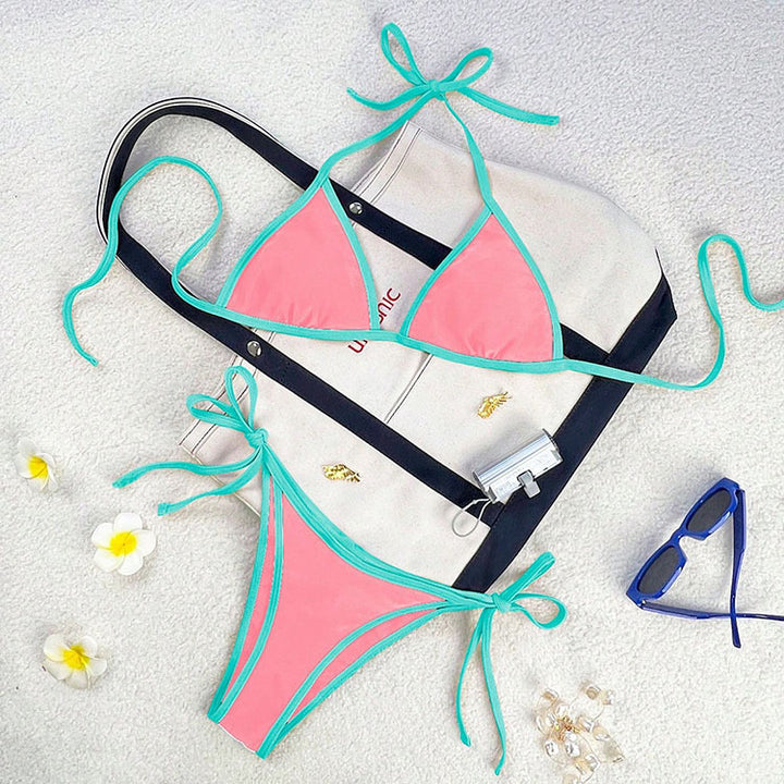 Dame triangel-bikini med legende snore detaljer Skovae