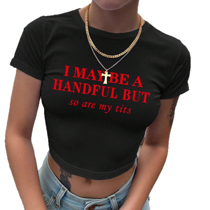 Dame Crop-T-shirt med sjovt print Skovae