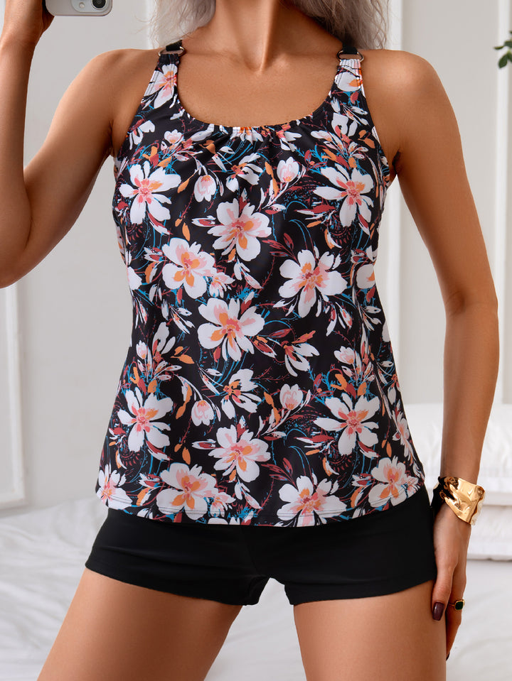 Dame Tankini med justerbare stropper og floral design Stilla